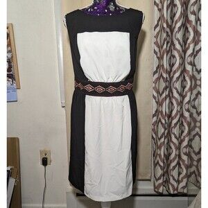 Lux II Size 16W Sheath Black & White Dress with belted band